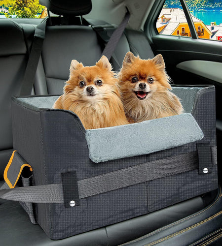 Dog Car Seat for Small Dogs, Elevated Dog Booster Seat Pet Travel Carrier Bed for Car with Adjustable Straps Pet Car Booster Seat for Small Dogs Cats