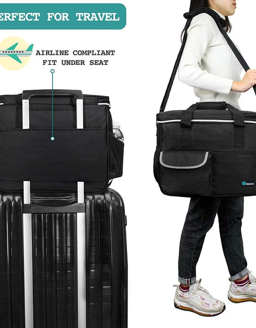 Load image into Gallery viewer, Dog Travel Bag | Airline Approved Tote Organizer with Multi-Function Pockets, Food Container Bag and Collapsible Bowl | Perfect Weekend Pet Travel Set for Dog, Cat

