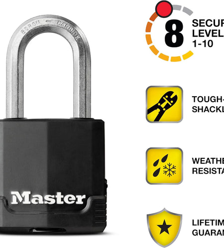 M115XQLF Magnum Heavy Duty Outdoor Padlock with Key, 4 Pack Keyed-Alike